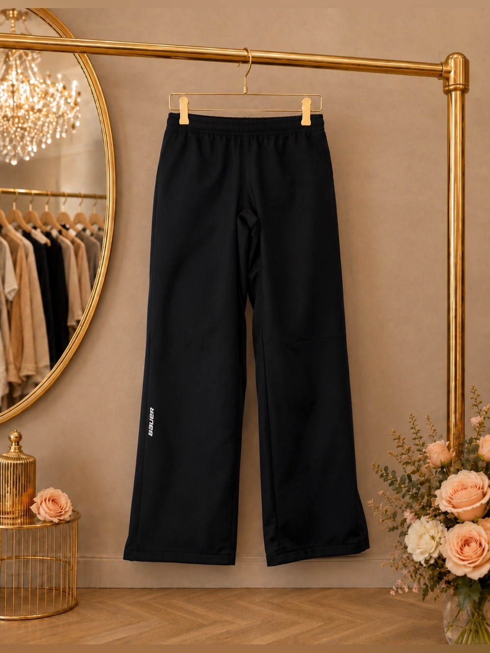 Bauer Team Black Lined Hockey Warm Up Pants Ankle Zips Women’s Small